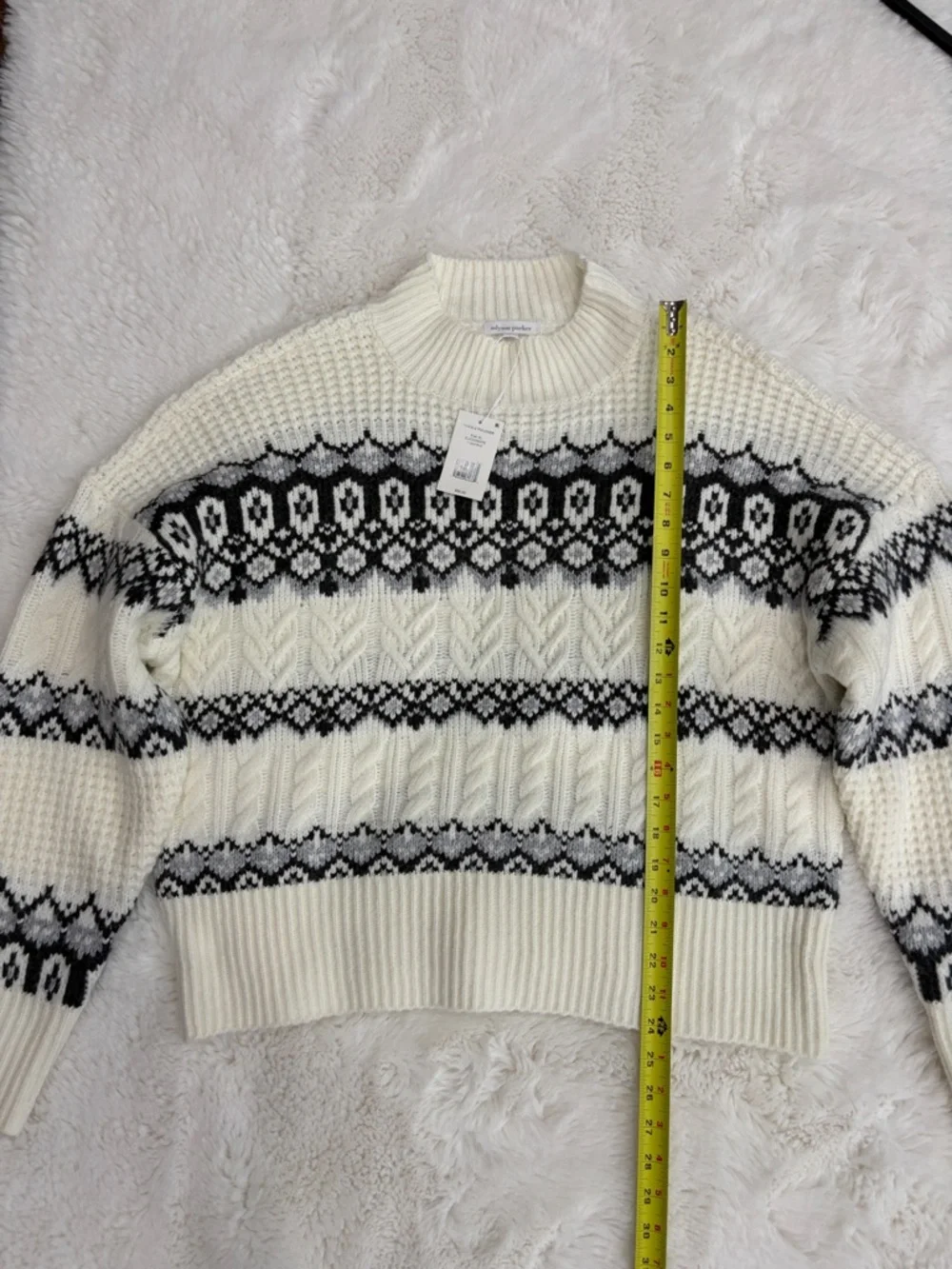 Adyson Parker,Size XL,Women’s Cream Nordic Cable Knit Sweater - Picture 9 of 14